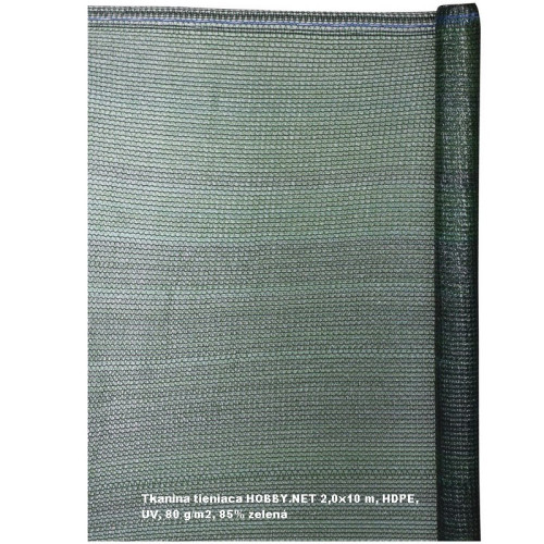 Tkanina tieniaca HOBBY.NET 2,0x10 m, HDPE, UV, 80 g/m2, 85% zelená