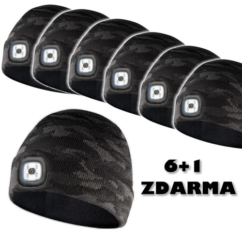Čiapka s LED svetlom CAMU - siva 6+1 ZDARMA