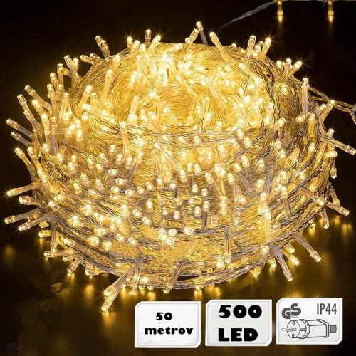 LED Svetelná reťaz 500 LED  - teplá biela 50 metrov