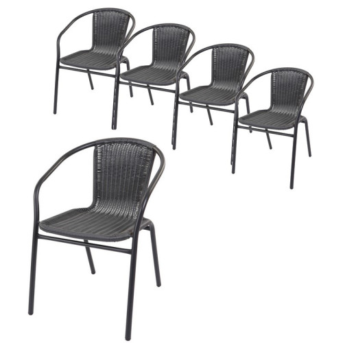 Záhradná stolička BISTRO Ratan - čierna -5 ks