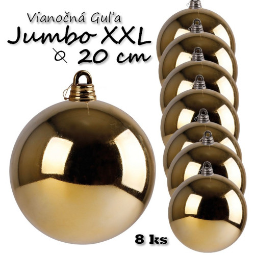 Vianočná Guľa Jumbo xxl ø 20 cm - zlatá 8 ks