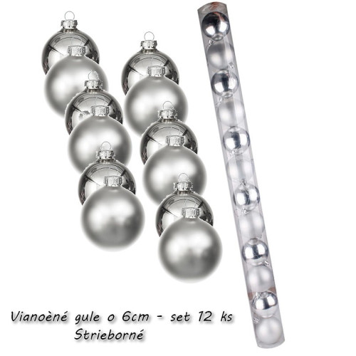 Vianočné gule ø 6cm - set 12 ks -Strieborné