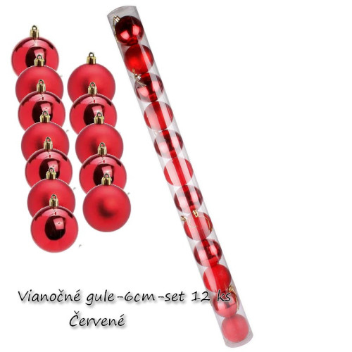 Vianočné gule ø 6cm - set 12 ks -Čerevené