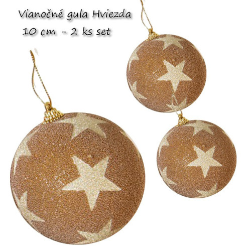 Vianočné gula Hviezda ø 10 cm - 2ks set Zlatá