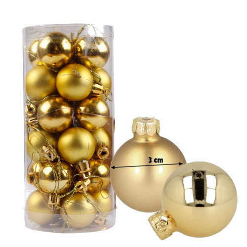 Vianočné Gule set 24 ks ø 3cm - Zlaté