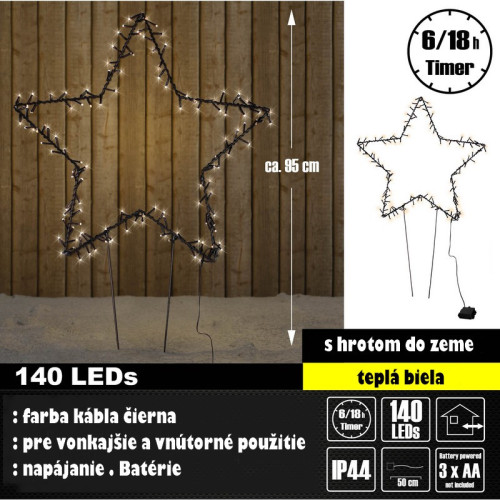LED Hviezda XL - 140 LED teplá biela