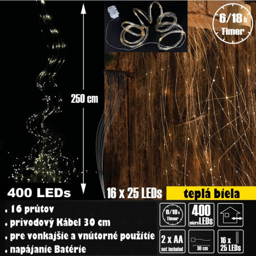 LED batériová reťaz - 400 micro LED IP44