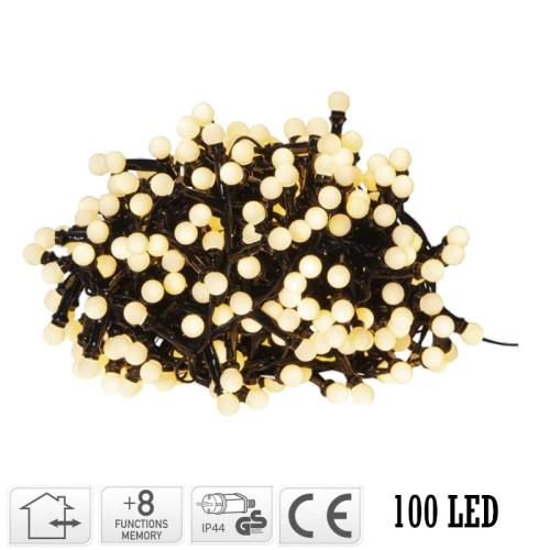 LED Reťaz Vianočná Cherry Balls 100x LED teplá biela