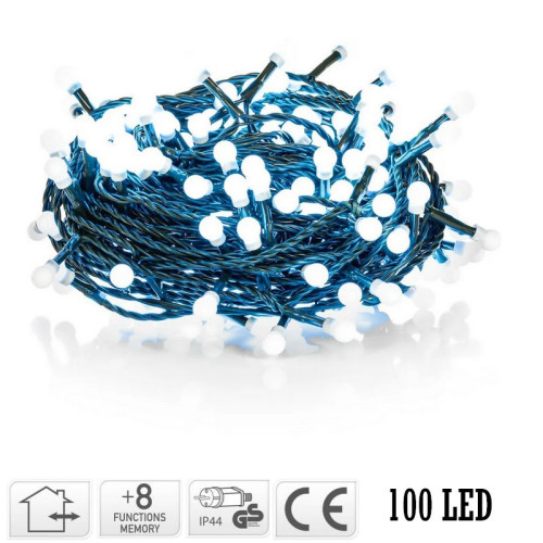 LED Reťaz Vianočná Cherry Balls 100x LED Studená Biela