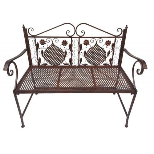 Záhradná železná lavica Antik - Braun