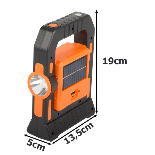 LED turistická baterka, solárna kempingová lampa 12290