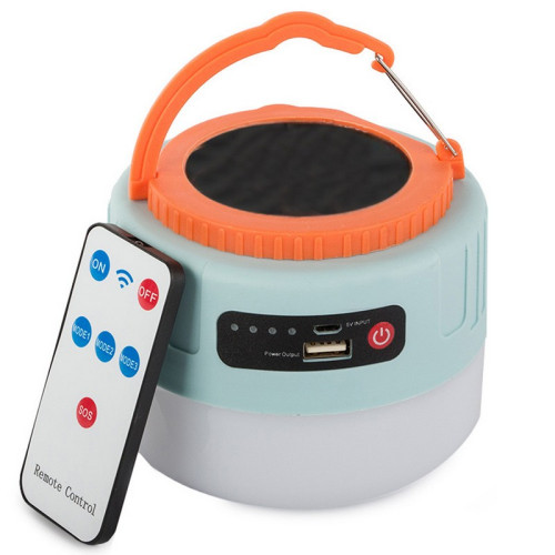 Solárna turistická lampa na kempovanie s USB LED diaľkovým ovládačom