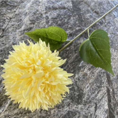 #7729 Stonka kvetu chryzantémy 55 cm, kvet 10 cm – žltý