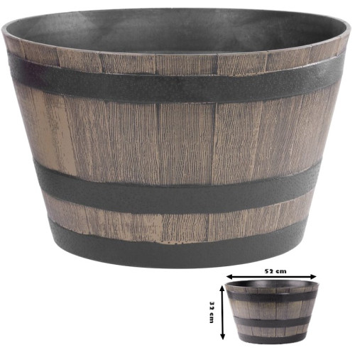 #9112 Kvetináč  Woodeff, 52x30 cm, hnedý, efekt dreva, barel