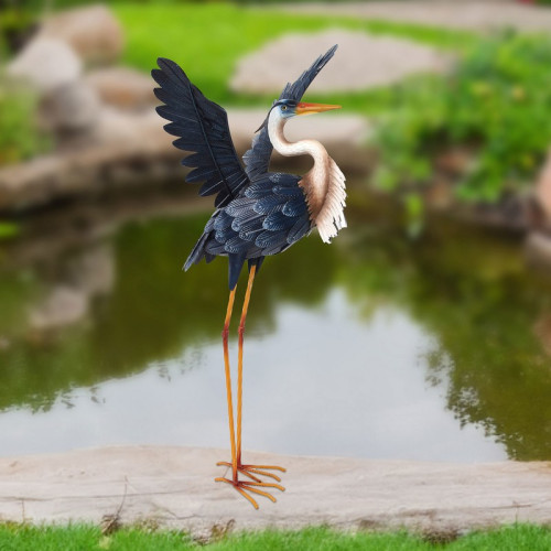 #9185 Záhradná figúrka volavka vyrobená z kovu cca 31 x 48 x 75 cm
