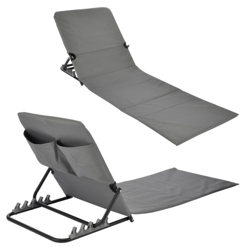 #9281 Plážové lehátko skladacie - sivé 1