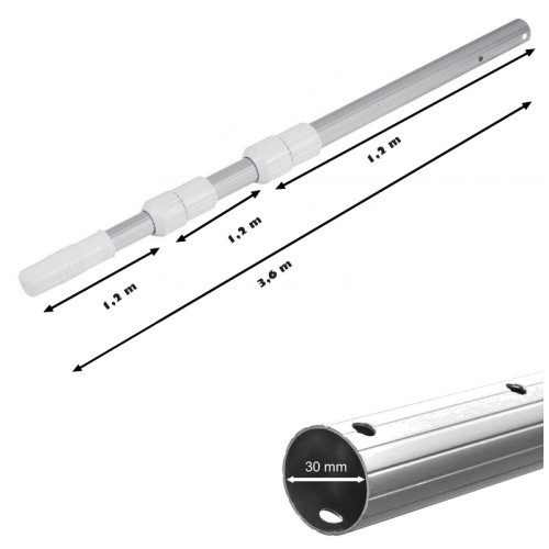 #9398 Bazénová teleskopická tyč 3 x 1,2 m strieborná