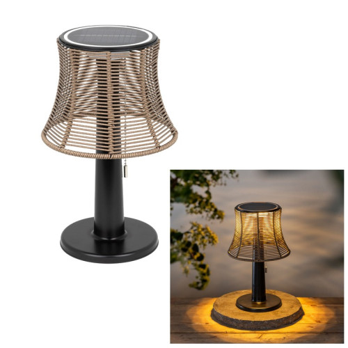 #9413 LED solárna stolná lampa s ratanovým tienidlom