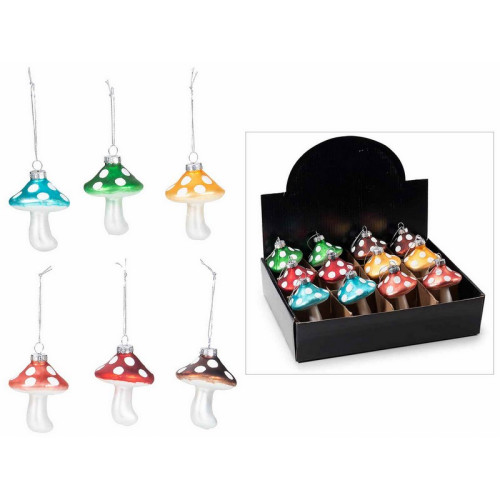 #9577 Farebný sklenený hríbik na zavesenie O 5,5 cm x 8,5 cm