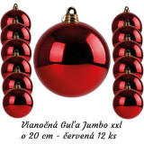 #9616 Vianočná Guľa Jumbo xxl o 20 cm - červená 12 ks