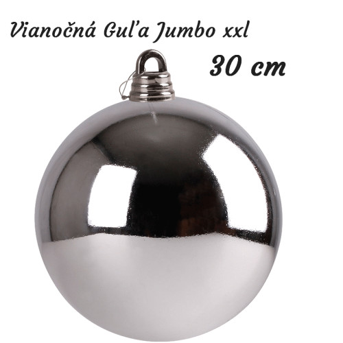 #9622 Vianočná Guľa Jumbo xxl  30 cm - strieborná