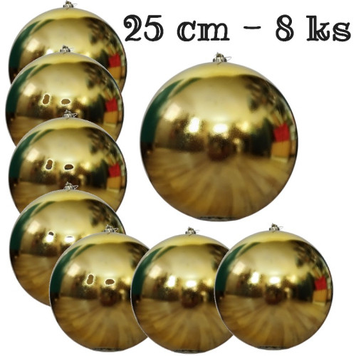 #9704 Vianočná Guľa Jumbo xxl o 25 cm - 8 ks - Zlatá
