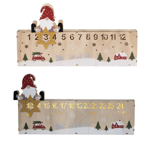 #9721 LED-Weihnachtskalender aus Holz ca. 40 x 3,5 x 21 cm