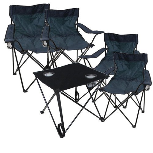 Stolička ANGLER modrá set 4 ks + stôl skladací
