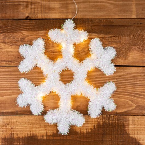 #9874 Vločka  20x LED, teplá biela, 2xAA, časovač, 43 cm