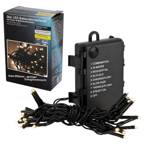#9922 LED batériová 24 LED -svetelná reťaz s časovačom a viacerými funkciami