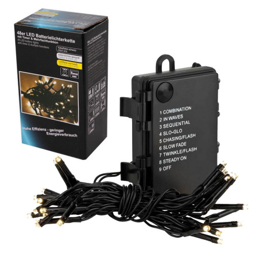 #9921 LED batériová 48 LED -svetelná reťaz s časovačom a viacerými funkciami