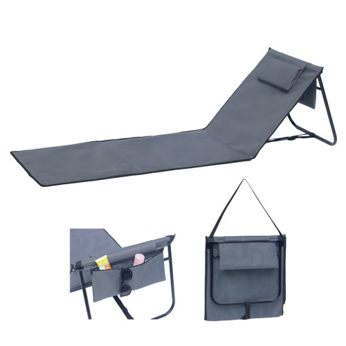#9975 Plážové lehátko s opierkou - Skladacie - Antracit