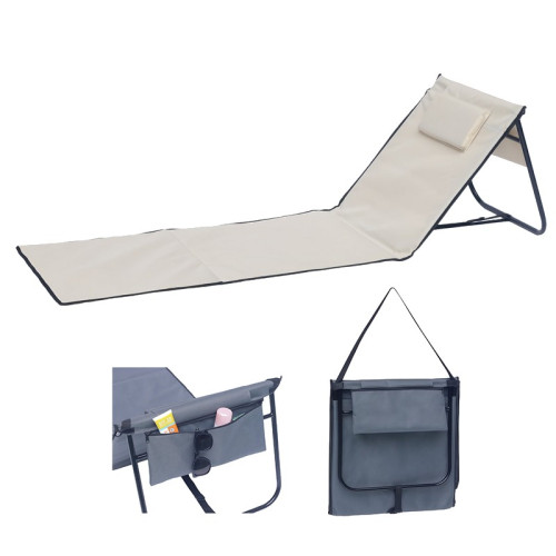 #9979 Plážové lehátko s opierkou - Skladacie - bežová