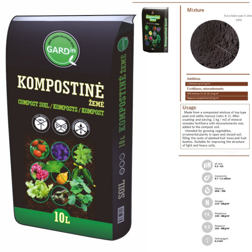 #10005 Substrát z čiernej rašeliny s kompostom GARDIN 10l