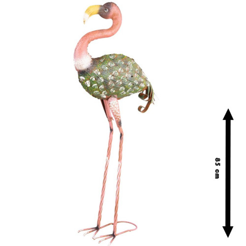 #10171 Dekorácia Plameniak plech Mecco 37x19x85 cm