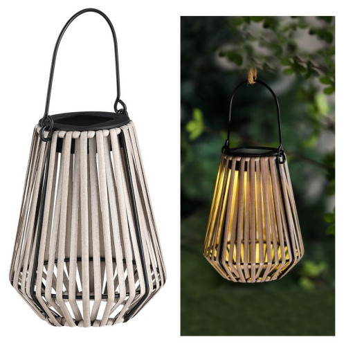 #10243 Lampa solárna LED závesná Ratan 12x12x24 cm
