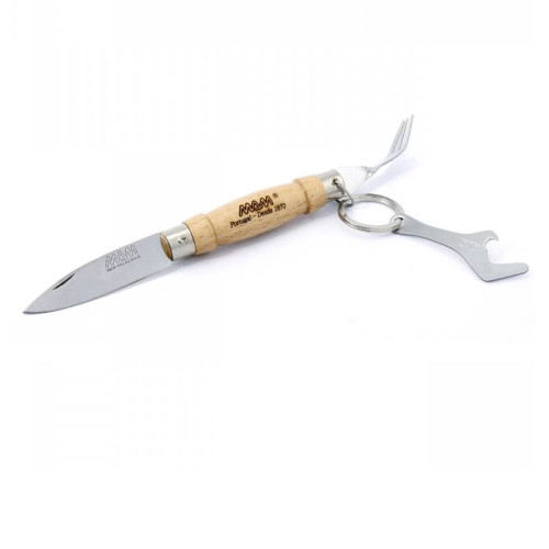 #10469 MAM Traditional 2023 Zatvárací nôž s vidličkou a otváračom - buk, 6,1 cm
