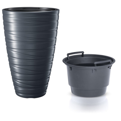 #10471 Kvetináč s vkladom MAZE 37,5cm - antracit