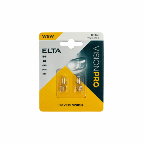 #10729 Elta Vision Pro Blister 12V 5W W2 1x9 5d W5W Žiarovka