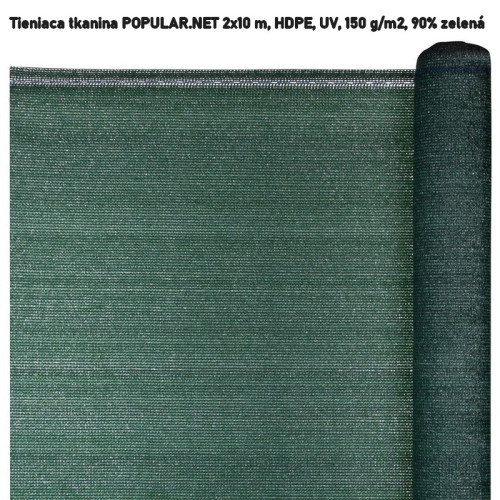 #10749 Tieniaca tkanina POPULAR.NET 2x10 m, HDPE, UV, 150 g m2, 90% zelená