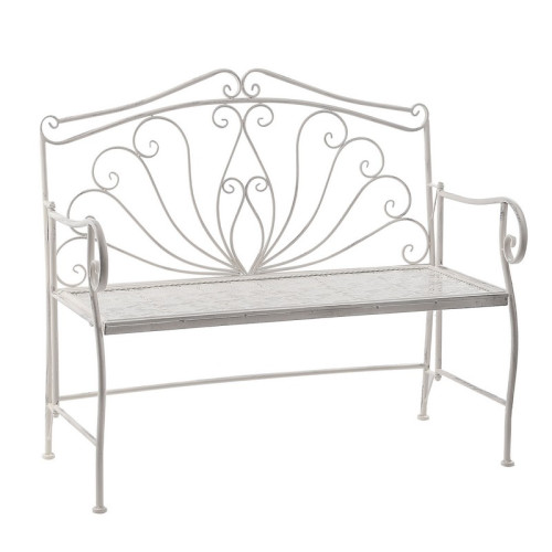 #10759 Železná lavica ANTIK dizajn  Patina  biela
