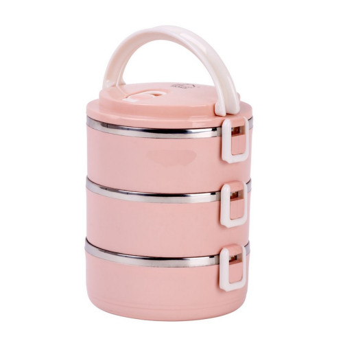 #10808 Obedár 3 dielny LB933  3x 1500 ml, ružový, 20x15x6,2 cm