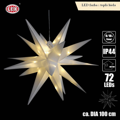 #11025 LED hviezda, O100 cm, 72 LED diód