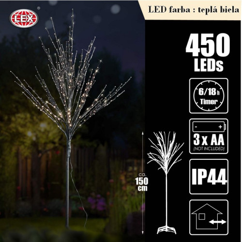 #11024 LED stromček, 450 LED diód, napájanie z batérií, teplá biela“. 1