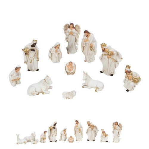 #11049 Sada betlehemských figúrok, 11 dielov bielazlatá3-12 cm