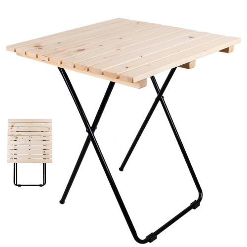 Skladací stolík Drevo - kov - NATUR