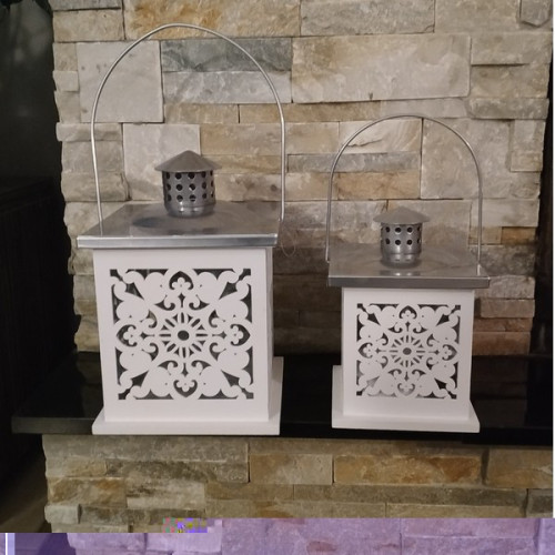 Lampáš drevený weiss 2 ks set