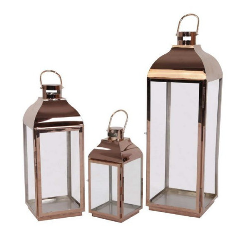 Nerezový Lampáš 3 ks dizajn meď