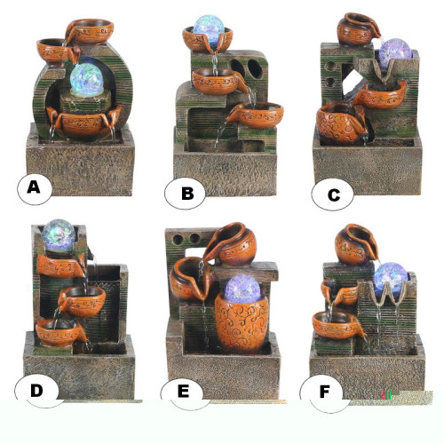 Bytová fontána s pumpou a LED - NATUR