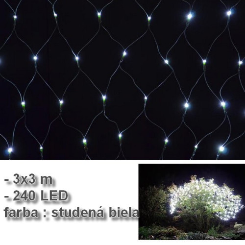 LED svetelná sieť 3x3 m - Studená biela
